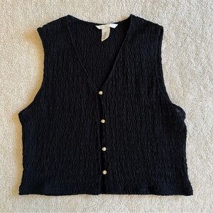 H&M Vest/TankTop in Black - Textured Sleeveless Top